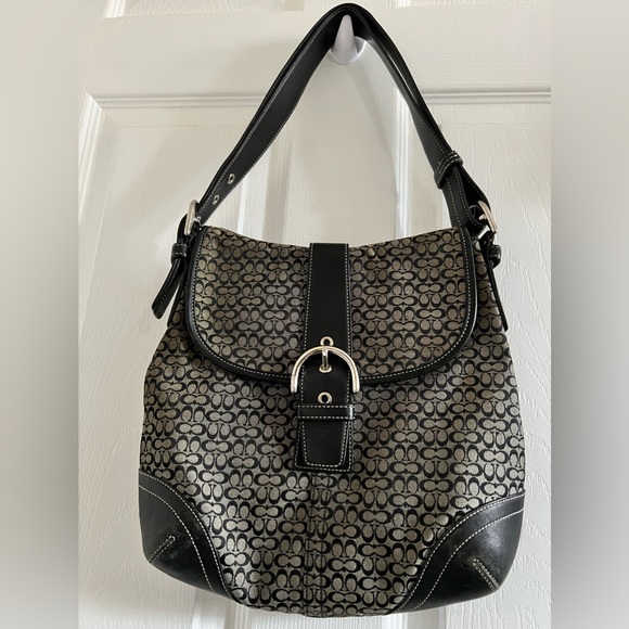 Coach Handbags - Coach Brown and Black leather trim Monogram Purse